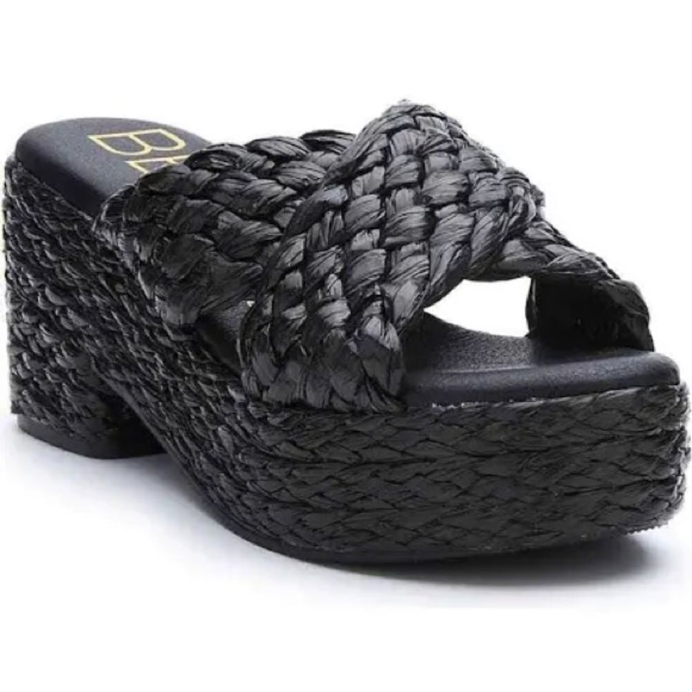 Beach by Matisse BLACK Women's Reflection Raffia Platform Sandal US 8 - Picture 2 of 6